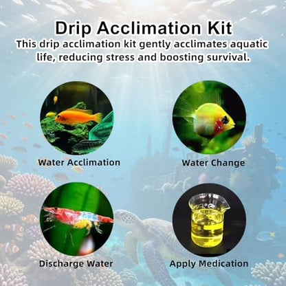 Drip Acclimation Kit for Shrimp and Fish, Slow Drip Aquarium, 2 PCS | Adjustable 1-2 drops/sec reduces stress and osmotic shock for cherry shrimp, neocaridina, caridina, saltwater and freshwater - size: 2 SETS