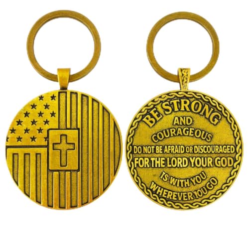 Inspirational Keychain Gifts for Men Women Boys & Girls - Keyring Lucky Charms for Graduation Baptism Birthday Christmas - style: Be Strong & Courageous