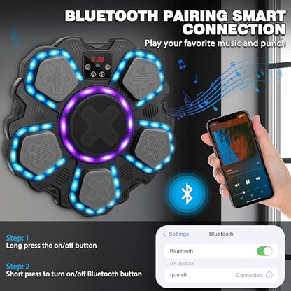 Music Boxing Machine Sport Toys for Kids and Adults,Wall Mounted Bluetooth Smart Punching Target,Training Pad Toy with Boxing Glove,Ideas Toys for Boys Girls Kids 3 4 5 6 7 8 9 10 11 12+ Years Old - color: Black L