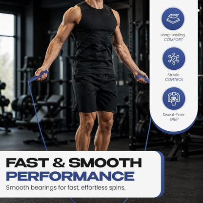 Green Hill Jump Rope for Youth & Adults – Adjustable Nylon Jumping Rope & Skipping Rope - Speed Rope for Fitness, Boxing, CrossFit, Gym & Home Workouts - color: Blue