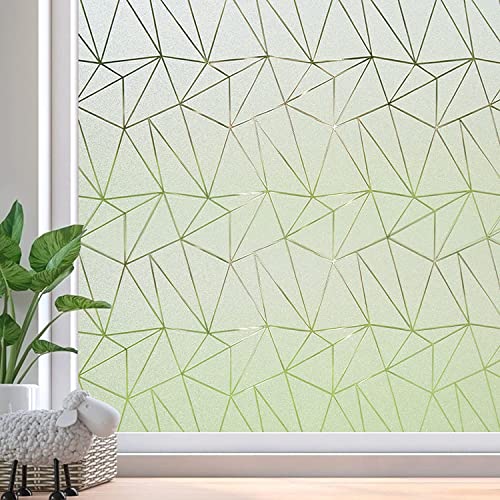 Coavas Frosted Glass Window Privacy Film, Geometric Pattern, 45.2" x 314.9" | Static Cling No Glue Removable, Frosting Opaque Decorative Day and Night, UV Heat Blocking, Renter Friendly for Bathroom Door - color: Pure, size: 45.2 x 314.9Inch