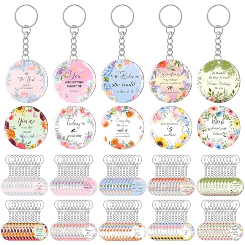 clothmile 100 Pcs Bible Verse Keychains Christian Keyrings Marble Keychains Acrylic Religious Key Rings for Women - color: Floral