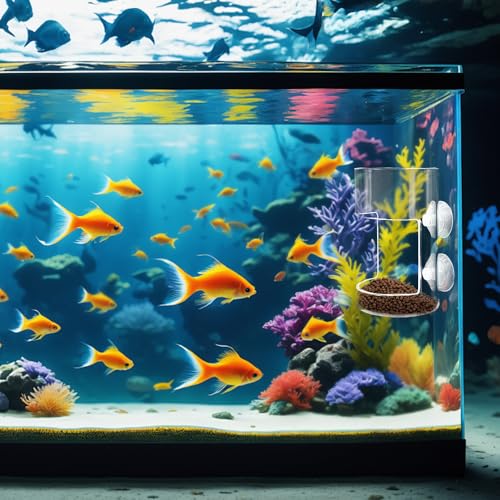 No Mess Aquarium Feeder, 2026 New Acrylic Clear Fish Tank Feeder with Suction Cup, Preventing Food Scattering (Round) - color: Round