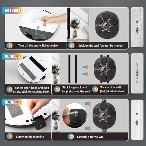 Music Boxing Machine for Adults & Kids, Bluetooth Smart Boxing Wall Machine with Gloves, 9 Modes, 6 Speeds & 3 Sensitivity, Electric Light Up Music Punching Machine for Home & Gym