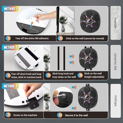 Music Boxing Machine for Adults & Kids, Bluetooth Smart Boxing Wall Machine with Gloves, 9 Modes, 6 Speeds & 3 Sensitivity, Electric Light Up Music Punching Machine for Home & Gym