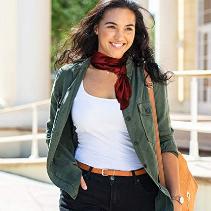 Syhood 4 Pcs 35 Inch Head Satin Large Bandana Satin Scarves Head Scarf for Women's Hair Square Scarf - color: Wine Red, Navy Blue, Sky Blue, Skin Pink