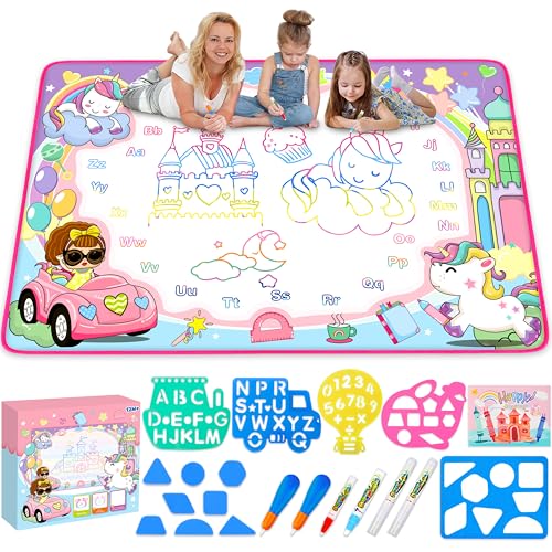Magic Water Doodle Mat - Kids Painting Drawing Board, Gift Toy for Ages 2-9 - color: Pink