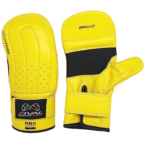 RIVAL Boxing RB5 Bag Mitt Gloves, Bare-Fist Punching Feel, Zero Resistance Training for Triggering Fast Twitch Muscles - color: Yellow, size: Small