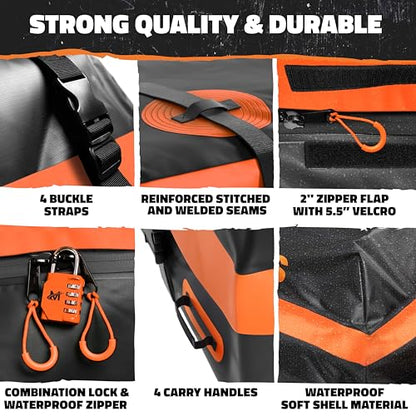 Mockins 20 Cu.Ft. Roof Cargo Bag for Top of Car | 53"x40"x17" All-Weather Rooftop Cargo Carrier Bag | Abrasion-Resistant Vinyl Car Top Carrier Without Roof Rack w/Mat, Straps, Hooks, Lock & Carry Bag - size: Bag: 53"x40"x17"