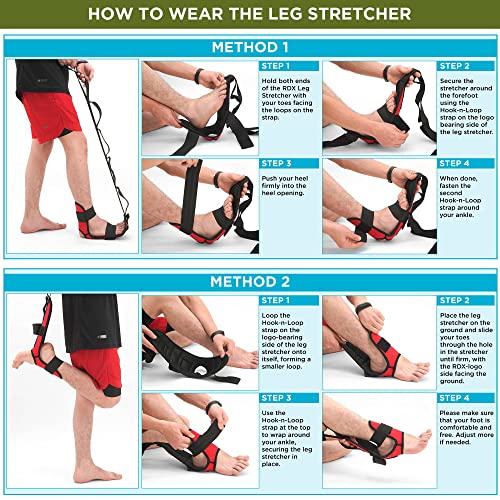 RDX Yoga Stretching Strap, Ankle Ligament Stretcher Belt with Loops Ligament Stretch Band, Fitness Leg Stretcher for Plantar Fasciitis, Foot Stretch Assist for Hamstring, Flexibility Exercise - color: Red