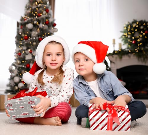 Cuitpan White Christmas Wrapping Paper Bundle for Kids Adults - Reindeer, Stripes, Woodlands, Snowflake, Red Truck Winter Scene Designs - 28 x 40 Inches, 6 Jumbo Sheets, Recycled - color: White-Christmas