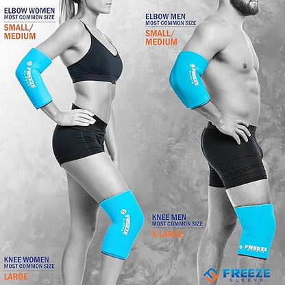 FreezeSleeve Ice & Heat Therapy Sleeve- Reusable, Flexible Gel Hot/Cold Pack, 360 Coverage for Knee, Elbow, Ankle, Wrist- Turquoise, Small/Medium - color: Turquoise, size: Small/Medium (Pack of 1)