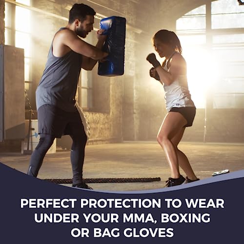 DEFY Padded Inner Gloves Quick 75cm Long Strap – Inner Boxing Gloves Gel Padded Knuckle Protection – Elasticated Boxing Hand Wraps for MMA Muay Thai Kickboxing Martial Arts Pair - color: White Camo, size: Small