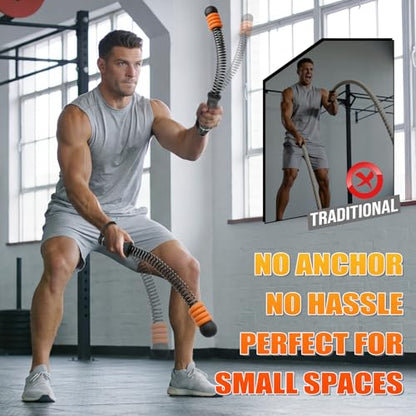 Cordless Battle Ropes Adjustable Weighted with 8 Removable Weight Rings, Portable Ropeless Battle Ropes for Home Gym, HIIT, Functional and Full Body Workout for Women and Men