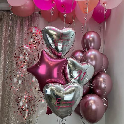 Silver Heart Balloons, 10PCS Metallic Foil for Wedding Anniversary Party - color: Glossy-silver