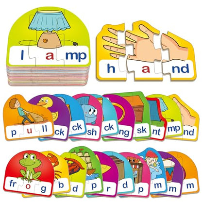 CVCC & CCVC Puzzle Cards for Kids,Phonics Games,Speech Therapy Toys for Toddlers,4 Alphabet Letter Word Puzzle,Learning Reading Spelling Games,Preschool Kindergarten Classroom Must Haves - style: CVCC & CCVC