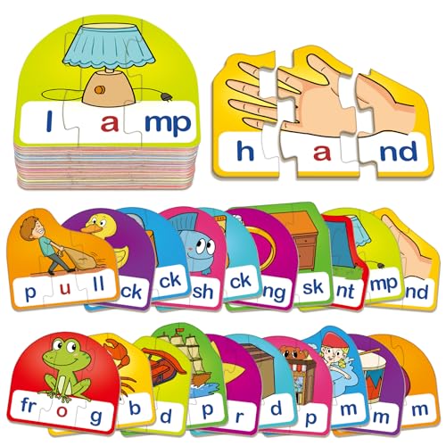CVCC & CCVC Puzzle Cards for Kids,Phonics Games,Speech Therapy Toys for Toddlers,4 Alphabet Letter Word Puzzle,Learning Reading Spelling Games,Preschool Kindergarten Classroom Must Haves - style: CVCC & CCVC