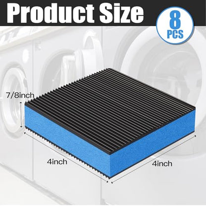 Pangda 8 Pack Heavy Duty Anti Vibration Pads 4 x 4 x 7/8 Inches EVA Rubber Noise Reduction Mat for Washer, Treadmill, Hvac, Air Conditioner Floor Protector, Non-slip Durable