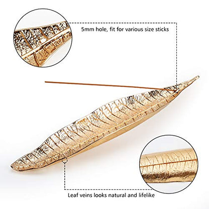 Accmor Incense Holder Set, Leaf and Snail Incense Burner, Incense Ash Catcher, Incense Sticks Holder for Counters, Meditation Room, Yoga, Home, Office, Gold - color: Gold