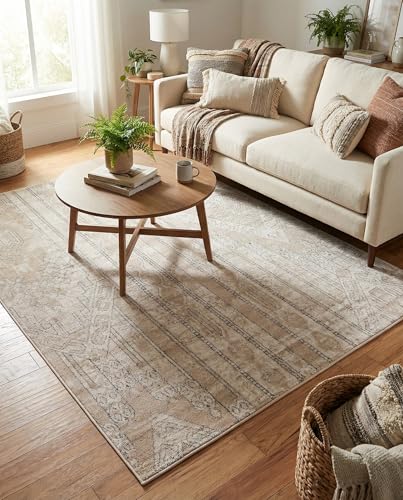 Rugs.com - Oregon Rug – 4' 1 x 6' 1 Ivory Easy-Clean Area Rug – Southwestern Tribal Style for Living Rooms, Bedrooms, and Offices - color: Ivory, size: 4' x 6' (Rectangular)