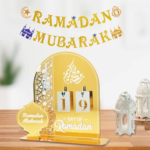 ANOTION Ramadan Advent Calendar 2026 - Ramadan Countdown Calendar, Ramadan Decorations for Home, Ramadan Table Decor, Islamic Decorations, Ramadan Gifts & Eid Mubarak Decorations