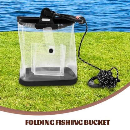 VICASKY Fishing Bucket Thickened Transparent Folding Fish Barrel Lightweight Outdoor Fishing Container with Oxygen Supply Space Saving Design for Easy Portability