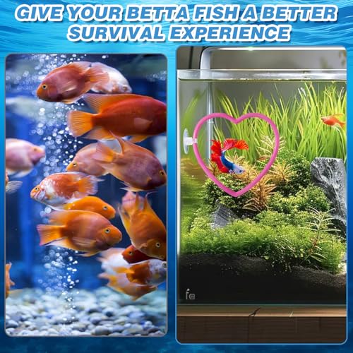 Heart Betta Fish Tank Decor Accessories, Pink Betta Fish Toys Decorations Supplies for Aquariums, Cute Design Not Easily Damaged Pink Aquariums Accessories