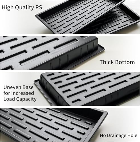 RooTrimmer 20 Pack Shallow 1020 Trays No Holes, Heavy Duty Reusable Seed Starter Flat Seedling Tray for 72/128 Cell Plug Tray, Transplant, Microgreen & Seed Germination (21"×11", 1.6" Deep, TD538) - size: TD538-20P-Black