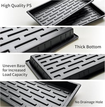RooTrimmer 20 Pack Shallow 1020 Trays No Holes, Heavy Duty Reusable Seed Starter Flat Seedling Tray for 72/128 Cell Plug Tray, Transplant, Microgreen & Seed Germination (21"×11", 1.6" Deep, TD538) - size: TD538-20P-Black