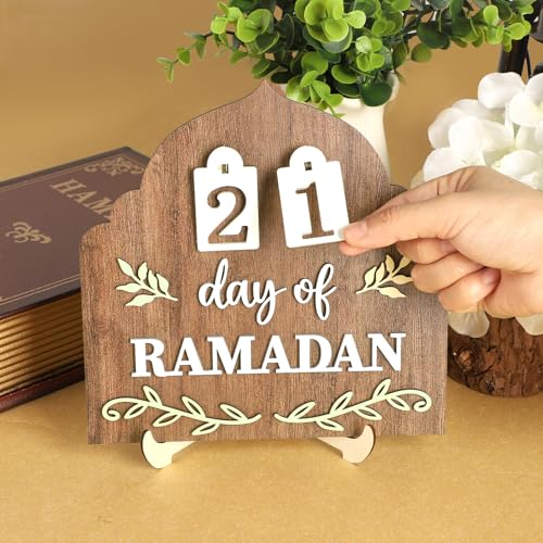 Ramadan Advent Calendar Eid Mubarak Countdown Calendar 2026 Ramadan Table Decor for Islamic Muslim gifts Home decorations (Brown)