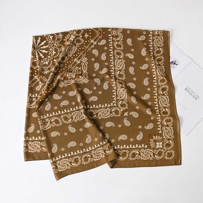 K-Elewon Large Square Scarf 51" Headscarf Chiffon Fashion Scarves Turbans Hair Wrapping Scarfs - color: C-khaki