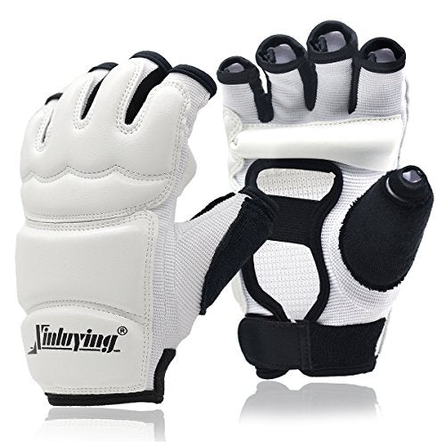 Xinluying MMA Gloves, 8mm EVA Padding, Adjustable Wrist Strap, Women & Kids | Abrasion-Resistant, for Punch Bag, Boxing, Taekwondo, Karate, Martial Arts, Sparring, Heavy Bag Training - color: White, size: Medium