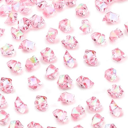 DomeStar 550PCS Bright Pink Vase Fillers, Small Acrylic Fake Ice Rocks Gems Crystals Diamonds for Table Centerpiece Fish Tank Table Scatter Photography Props Display (0.4 * 0.6) - color: Bright Pink