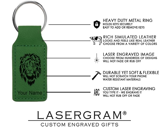 LaserGram Personalized Rectangle Keychain, Allah 2 (Green) - color: Green