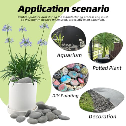 18LB River Rocks,Mexican Beach Pebbles for Plants,Potting,Garden Landscape Stone Paving Stone Grey 1Inch - 2Inch - size: 18LB, style: Large