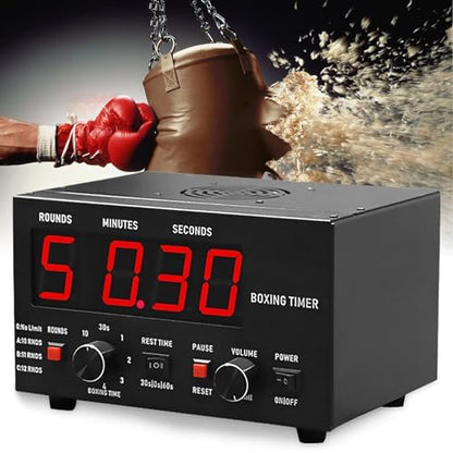 Professional Boxing Interval Timer with LED Display – Adjustable Workout Duration & Cycle Repetitions, for Gymnastics and Fitness Training(Red) - color: Red