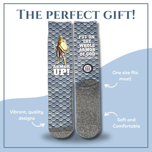 Men's – Christian Crew Socks for Men with Scripture | Moisture-Wicking | Easter Gift Idea - color: Armor of God