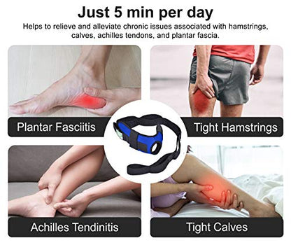 Foot & Calf Stretcher for Plantar Fasciitis, Includes Foot Massage Roller, Achilles Tendinitis, Foot Drop, Yoga Foot & Leg Stretching Strap