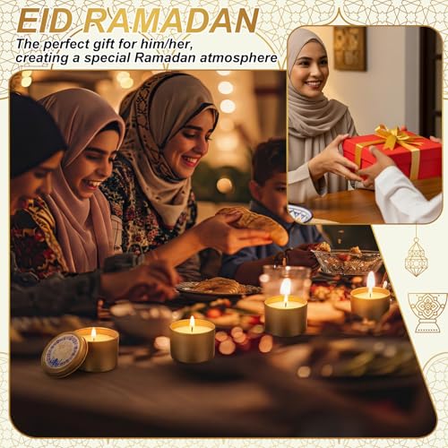 Nuanchu 24 Pack Eid Mubarak Scented Candles Gift 2 oz Blue Gold Star and Moon Design Ramadan Aromatherapy Soy Wax Jars Lasting Bulk Favors for Home Islamic Holiday Party Decor - style: Blue Gold Star and Moon Design
