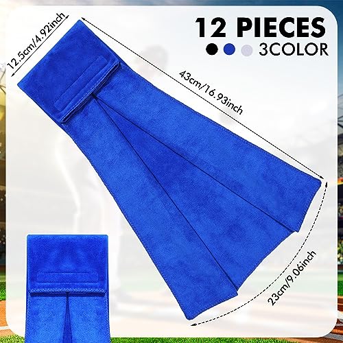 Buryeah 12 Pcs Football Field Towel Closed Loop Accessories Cotton Sports Sweat Towel with Hook and Loop Fastener for Football, Golf, Gym - color: Black, White, Blue