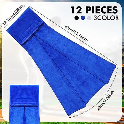 Buryeah 12 Pcs Football Field Towel Closed Loop Accessories Cotton Sports Sweat Towel with Hook and Loop Fastener for Football, Golf, Gym - color: Black, White, Blue