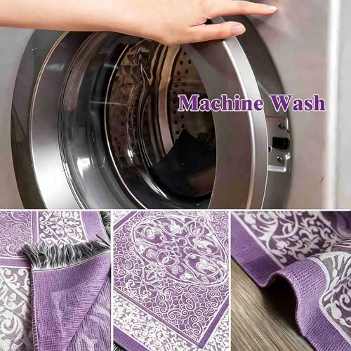 Portable Muslim Prayer Rug and Beads with Gift Box, Soft Islamic Prayer Mat,Travel Praying Mat for Men and Women, Prayer matt Islam Gifts Set, Sajadah/Janamaz/Seccade/سجادة صلاةx (Purple) - color: Purple