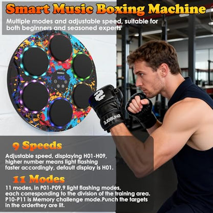 Music Boxing Machine with Gloves - Wall Mounted Punching Trainer for Adults & Kids, 9-Speed Punch Game, Wall Boxing Punching pad, 2025 Upgrade Gifts for Boys Age 6+ - style: Graffiti