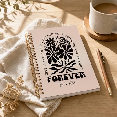 Flower Boho Christian Notebook - Hardcover Bible Verse Jounal, Inspirational Gift for Women, Religion Journaling for Church Notting Stationery Supplies - color: Cross Flower