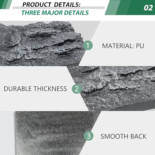 23.6x17.7in Rock Terrarium Background,3D Reptile Tank Background Board,Amphibian Stereo Backdrop Wall,Lizard Snake Gecko Spider Turtle Fish pet silo Background Decorative Panel(Grey) - color: grey-23.6"* 11.8"（1pcs）