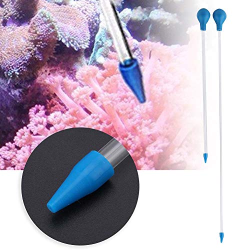 Aquarium Feeder, 2Pcs Long Acrylic Pipette Dropper Tube with Waste Remover Tool for Reef Anemones, Brine Shrimp Feeding, Fish Tank Maintenance Tools for Saltwater Aquariums