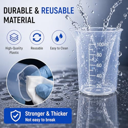 6pcs 3.4oz/100ml Plastic Measuring Cups Plastic Graduated Cup Transparent Scale Resin Clear Graduated Epoxy Mixing Jugs for Kitchen Cooking Medicine Measure Tool - size: 6pcs 100ml