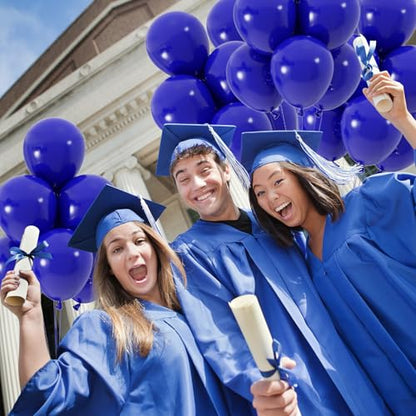 50pcs Royal Blue Balloons, 12inch Helium Quality Dark Blue Party Balloons for Birthday Graduation Baseball Party 4th of July Backdrops (with Ribbon & Glue) - color: Royal Blue