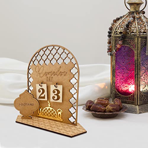 Naysku 2023 R-amadan, M-ubarak Countdown Calendar Decorations, Wooden R-amadan Calendar, Eid M-ubarak Ornament, Hollow Out R-amadan Calendar I-slam M-uslim Accessories for Home Decor
