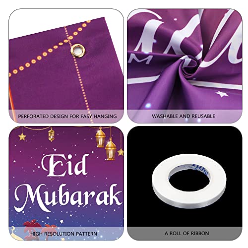 Eid Mubarak Photography Backdrop, Eid Mubarak Party Decorations, Ramadan Mubarak Backdrop Background for Islam Ramadan Party Supplies Banner Photo Booth Prop(6x3.6ft)